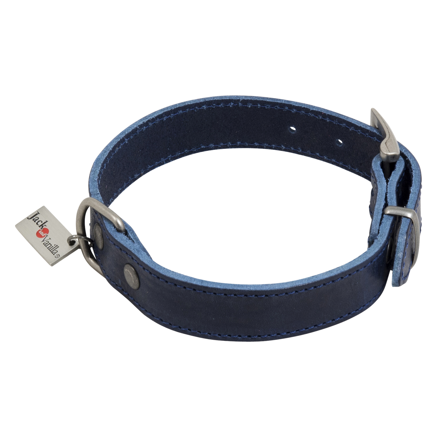 Blauwe lederen halsband